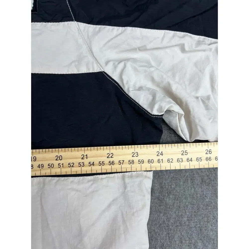 True Religion Black and White Stripe Zip Pullover Nylon Outer Shell Coats Sz XL‎
